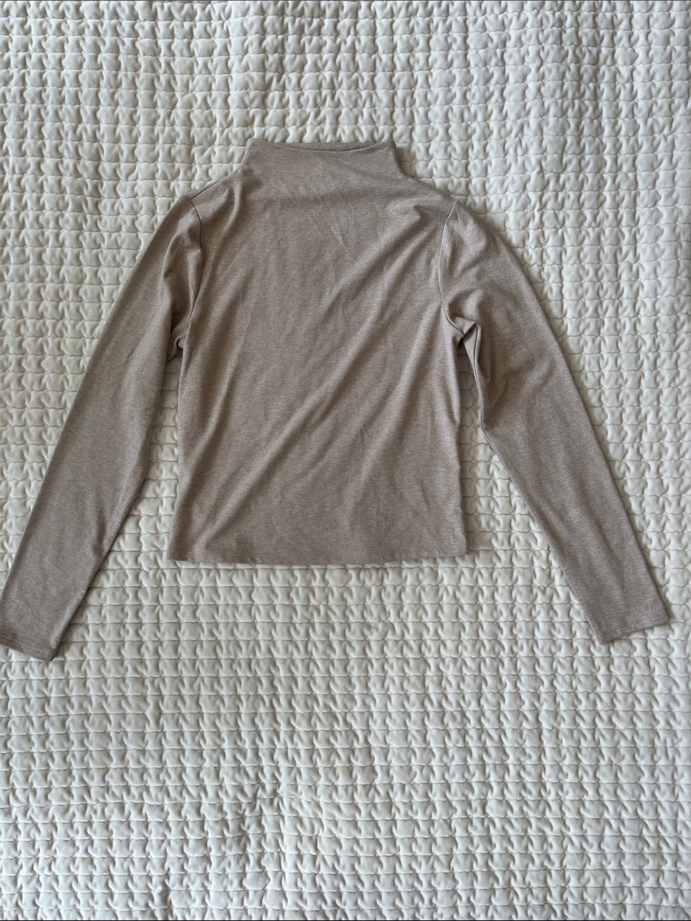Express Body Contour Women's Long Sleeve Cowl/Mock Neck Sweater in Taupe